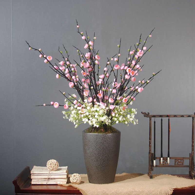 Annunciation red plum simulation flower Chinese style flower art plum blossom living room decorative flower TV cabinet arrangement flower model room fake flower arrangement