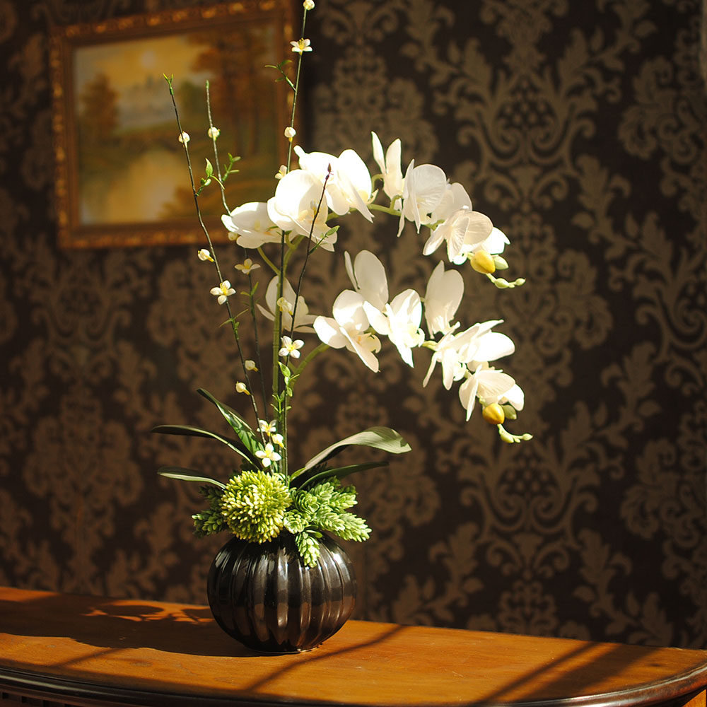 Water fresh Chinese butterfly Lanhua flower art emulation flower suit living room fake flower design silk flower Xuanguan Decorative Furnishing