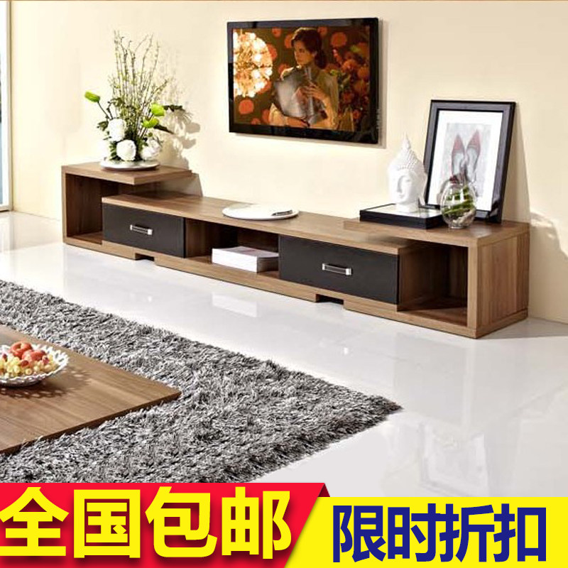 Simple and modern retractable TV cabinet coffee table combination European-style living room TV cabinet mini small apartment TV cabinet