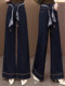 Dark blue wide-leg bootcut jeans for women 2026 spring and autumn new style silk scarf belt slimming drapey straight pants