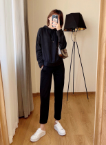 Comfortable wear simple hooded sweater casual pants sports suit women A13566