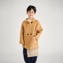 2024 Autumn and Winter Childrens Cashmere Wool Coat Korean Style Reversible Mid-Length 100% Wool Wool Coat for Boys and Girls