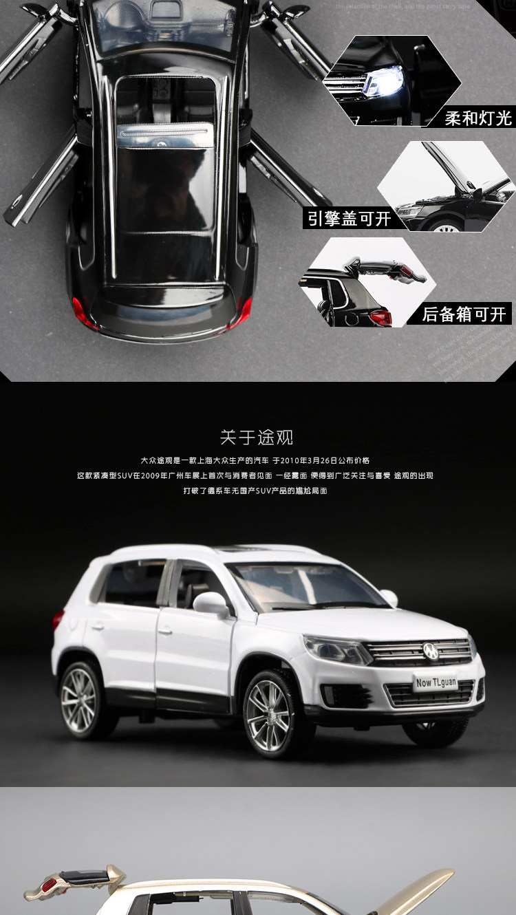 Bobo媽咪 彩珀模型1 32 Volkswagen Vw Tiguan 福斯途觀跨界休旅車 現貨黑白 Yahoo奇摩拍賣