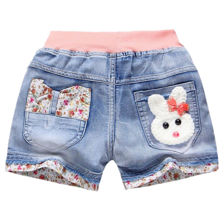 Children's denim shorts girls' thin hot pants summer new medium and large children's clothing girls Korean version of the hole pants trend