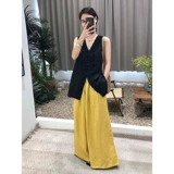 Черная дизайнерская трехмерная майка топ, жилет, французский стиль, тренд сезона, изысканный стиль, V-образный вырез