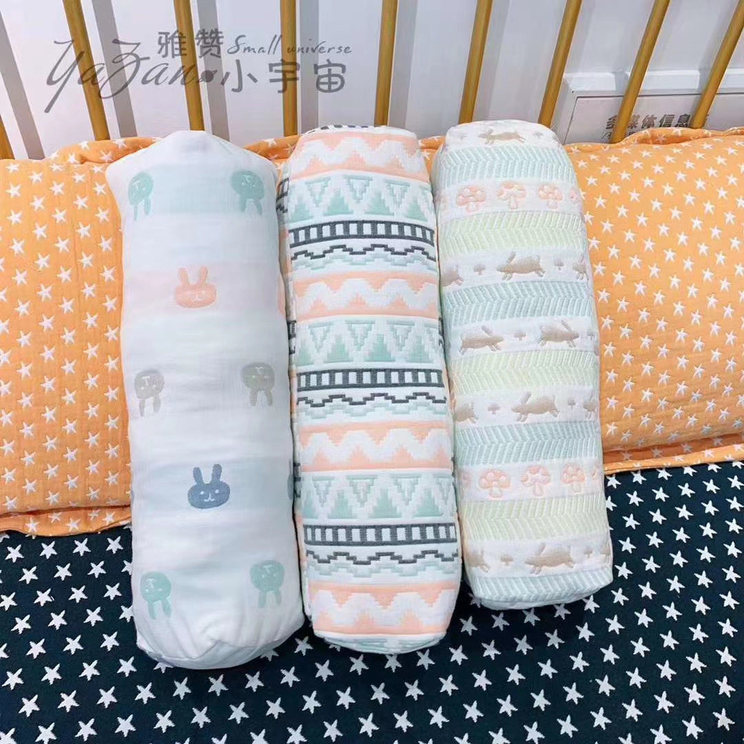 Yazan Pure Cotton Cotton Cloth Rabbit Pyramid Long Pillow Pearl Cotton Padded Neck Pillow Waist Pillow Baby Baby Pacifying Pillow