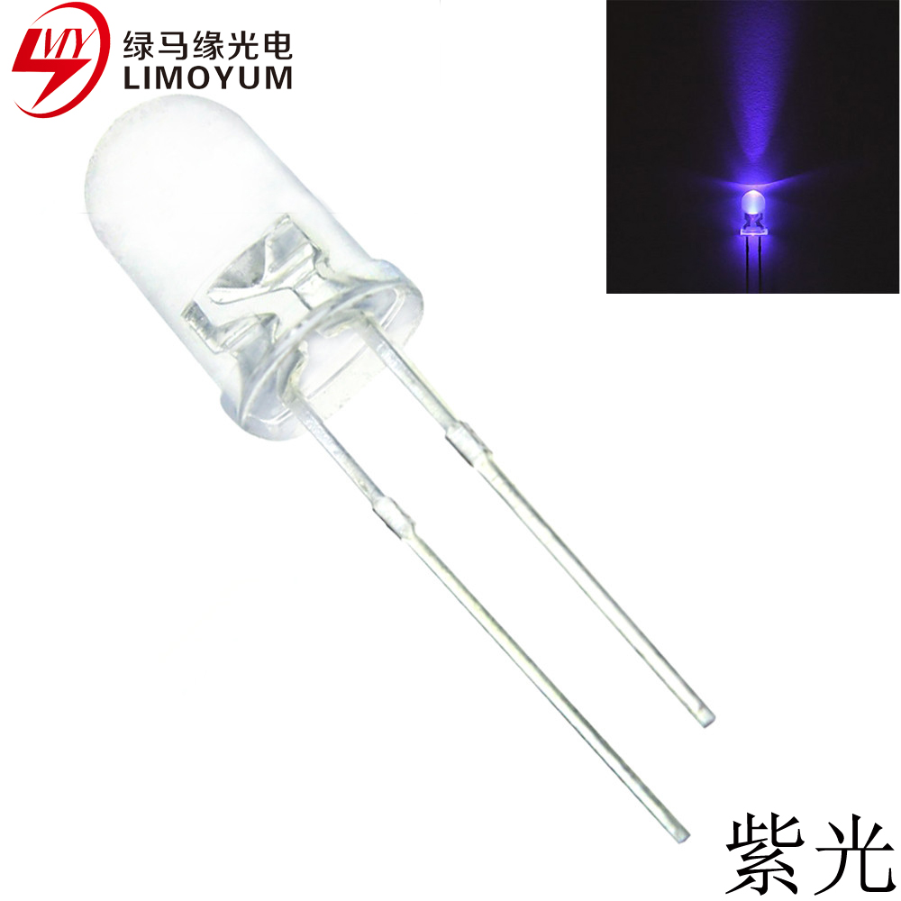 High quality 5MM white hair purple light UV banknote detection lamp beads ultraviolet light-emitting diode purple led lamp beads