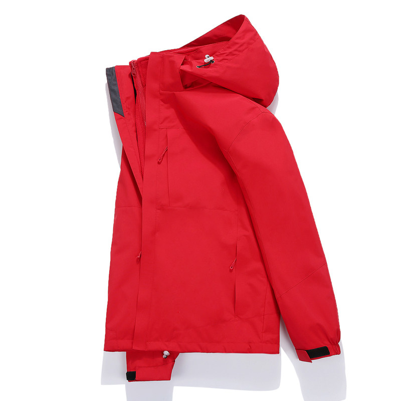 In-hidden autumn and winter submachine clothes men and women in three-in-one detachable jacket plus suede climbing suit windproof and waterproof two sets-Taobao