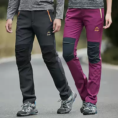 Mangos assault pants men plus velvet thickened outdoor autumn and winter waterproof windproof breathable soft shell mountaineering trousers women warm
