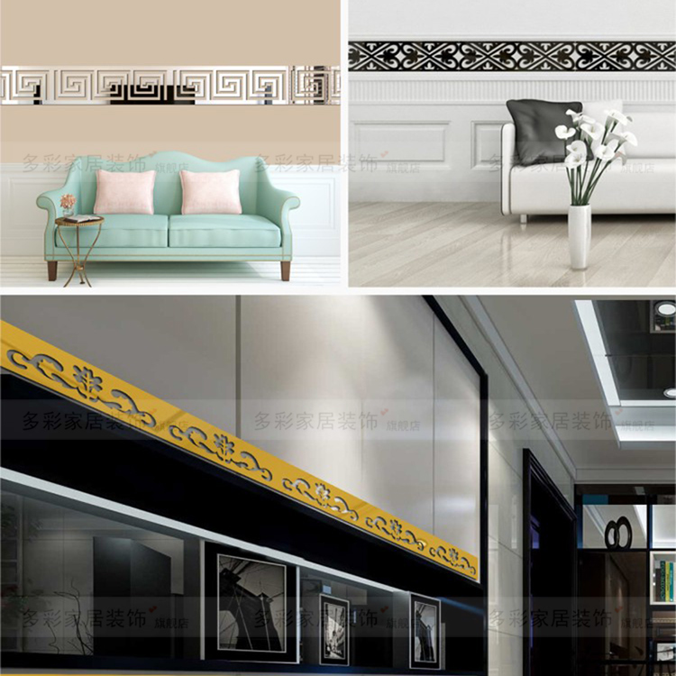 Gương acrylic dán tường 3d TV viền tường trang trí dải trần trần thắt lưng dây chuyền tự dính - TV tivi toshiba 32 inch