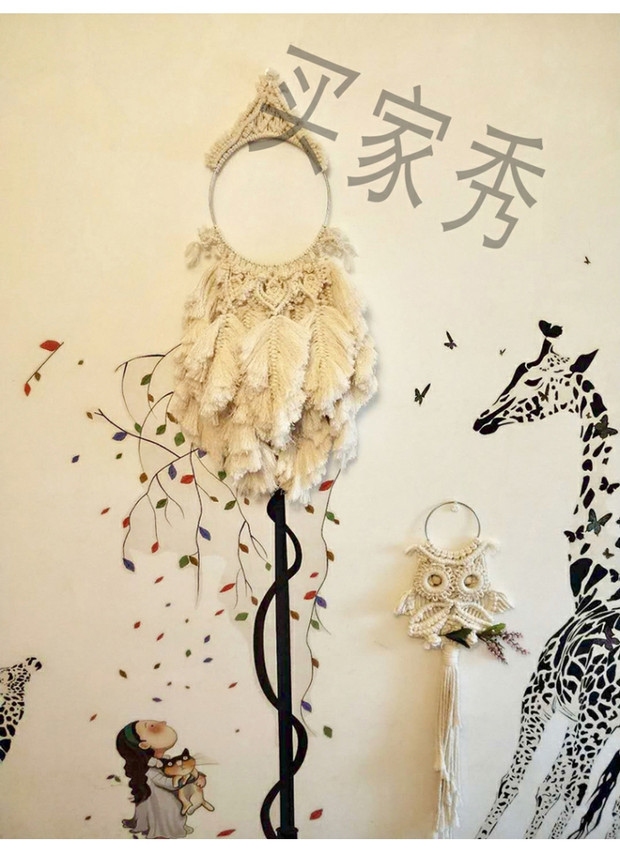 Gói vật liệu dệt bằng tay để gửi hướng dẫn Tấm thảm lông vũ hoàn thiện Macrame trang trí Bắc Âu thảm treo tường trang trí phòng ngủ