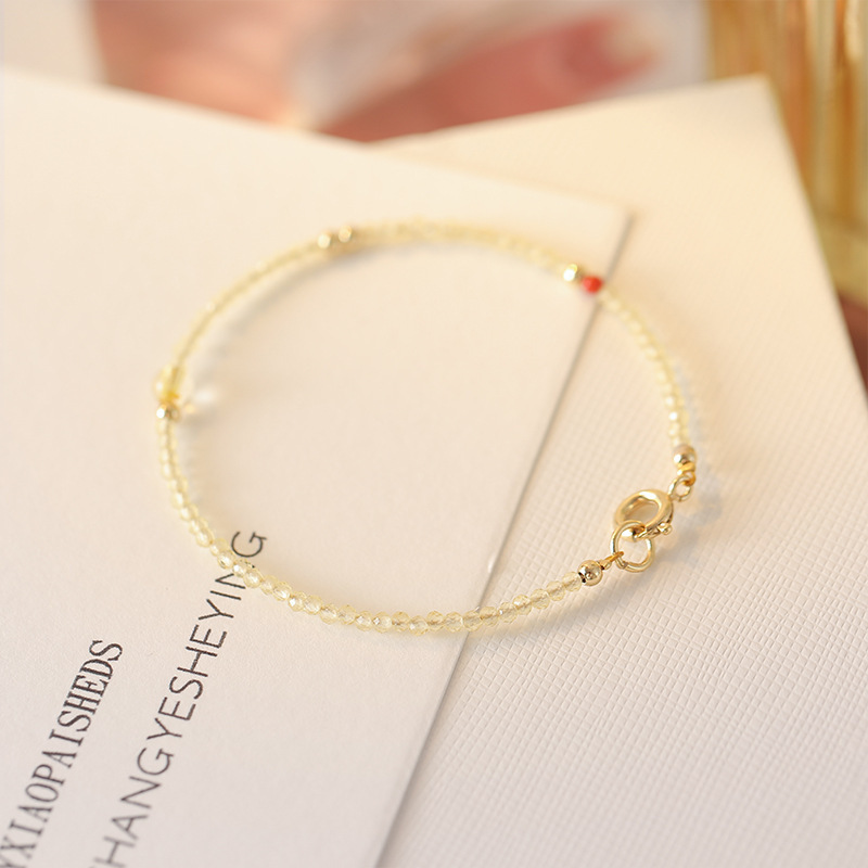 Get Rich Overnight: Ultra-Thin 2mm Yellow Crystal Bracelet for Women with 14K Transfer Beads, Ultra-Fine Design, Niche Instagram-Style Jewelry Get Rich Overnight: Ultra-Thin 2mm Yellow Crystal Bracelet for Women with 14K Transfer Beads, Ultra-Fine Design, Niche Instagram-Style Jewelry