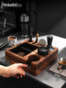 Mongdio Walnut Wood Coffee Tamper Base Knock Box Powder Distributor Tamper Hammer Coffee Machine Accessories Tools