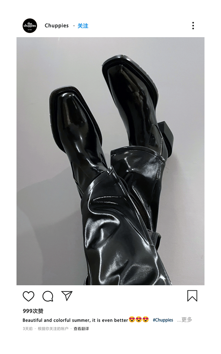 Челси сапоги 子上男装 2022新款男士黑色漆皮亮面中高筒马丁靴切尔西靴男皮鞋