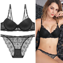 Lace sexy bra set thickened small chest gathered underwear female sub-breast anti-sagging adjustment type upper support bra