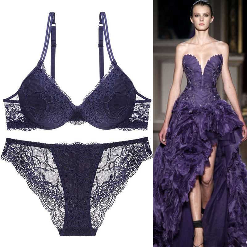 Lace Sexy Deep V Small Chest Coalestation Girl Lingerie Suit Thickened to collect the undermilk female lingerie bra