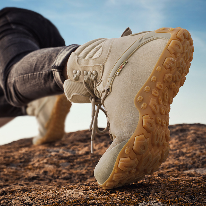 Outdoor hiking shoes women's waterproof non-slip high-top hiking shoes men's leather camouflage desert boots women's travel climbing shoes women