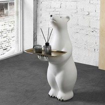 Creative welcome polar bear large floor ornaments living room porch tray home soft decoration housewarming new home gifts