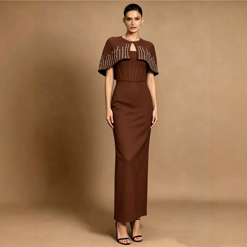 European and American Style New Elegant Diamond-Embellished Shawl Slim-Fit One-Step Dress Two-Piece Evening Gown Bandage Dress European and American Style New Elegant Diamond-Embellished Shawl Slim-Fit One-Step Dress Two-Piece Evening Gown Bandage Dress