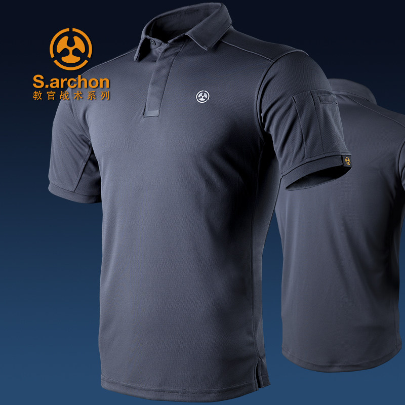 Governing Officer Outdoor Tactical Speed Dry T-shirt Men Summer Turn Collar Sports Short Sleeve Loose Breathable Military Fan POLO Shirt