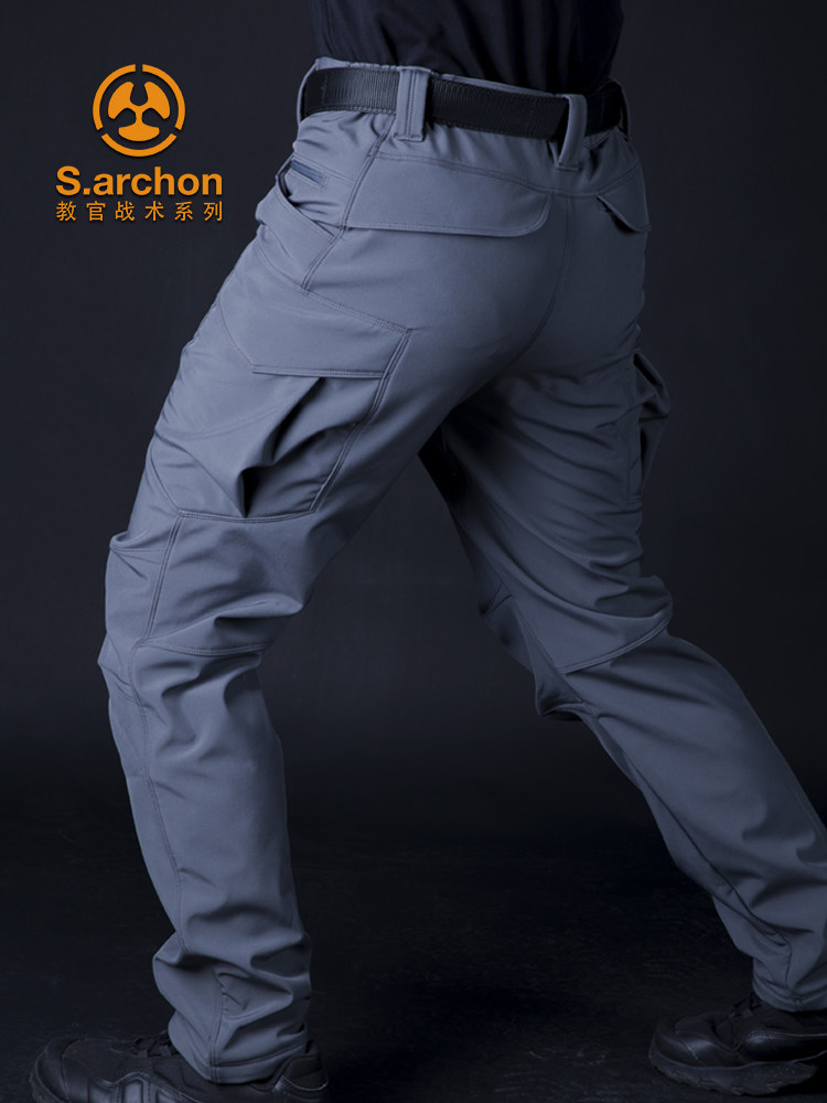 Outdoor autumn and winter soft shell assault pants consul men plus velvet padded waterproof large size hiking pants ski pants