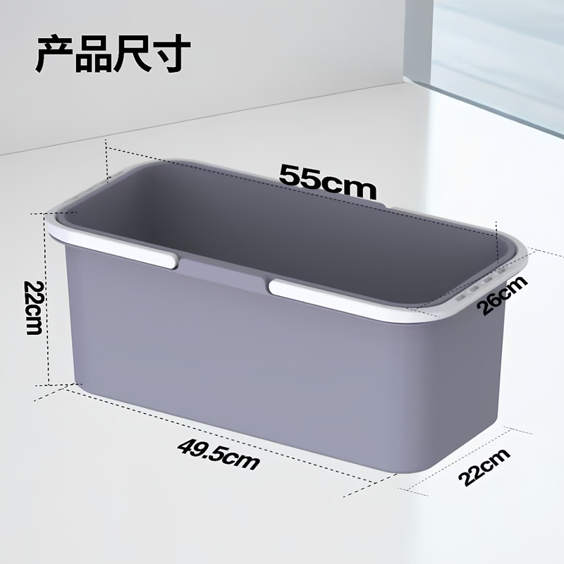 Mop Bucket for Home Use, Large Rectangular Plastic Bucket with Wheels, Thickened and Durable, Sponge Mop Bucket for Washing and Rinsing