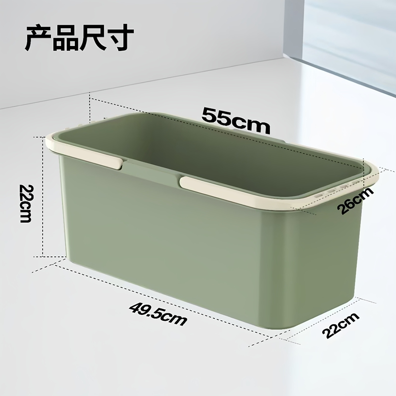 Michuang Mop Bucket for Home Use, Large Rectangular Plastic Bucket with Wheels, Thickened Sponge Mop Bucket for Washing and Rinsing
