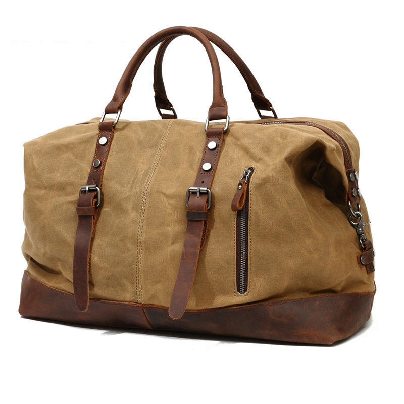 European large capacity men's portable short trip bag business luggage bag Waterproof canvas vintage check-in bag