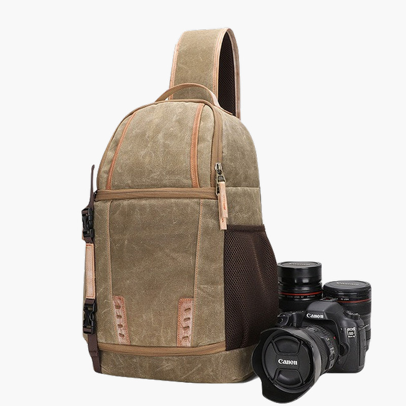 Waterproof portable shoulder oblique cross camera bag Chest bag Photography bag Multi-functional retro casual monocular bag one machine four mirrors