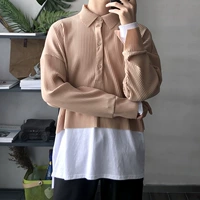 Tàn nhang cho người đàn ông mặc tính năng Stereo Pit Stitching tay áo dài tay thường xuyên Polo áo khoác polo