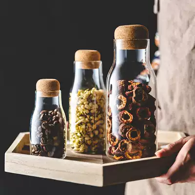 Storage jar lead-free glass household dried fruit Miscellaneous grain tea storage bottle cork coffee bean spice sealed jar