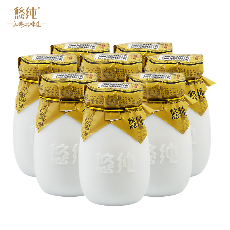 Shanghai special products memory old yogurt original taste porcelain bottle low temperature acid milk whole box 200g * 6 bottled