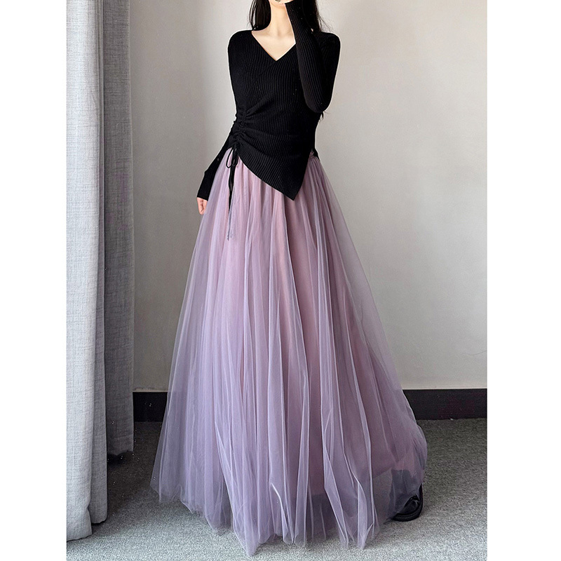 Fairy-Like Tulle Skirt for Women, Spring and Summer Purple Long Skirt, High-Waisted, Floor-Length, Romantic, Large Flared Skirt, Elaborate Fairy Skirt Fairy-Like Tulle Skirt for Women, Spring and Summer Purple Long Skirt, High-Waisted, Floor-Length, Romantic, Large Flared Skirt, Elaborate Fairy Skirt