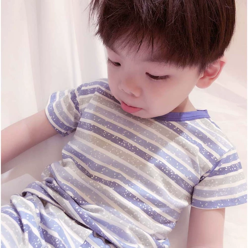 Детские летние нарукавники, комплект, пижама подходит для мужчин и женщин, в корейском стиле, детская одежда