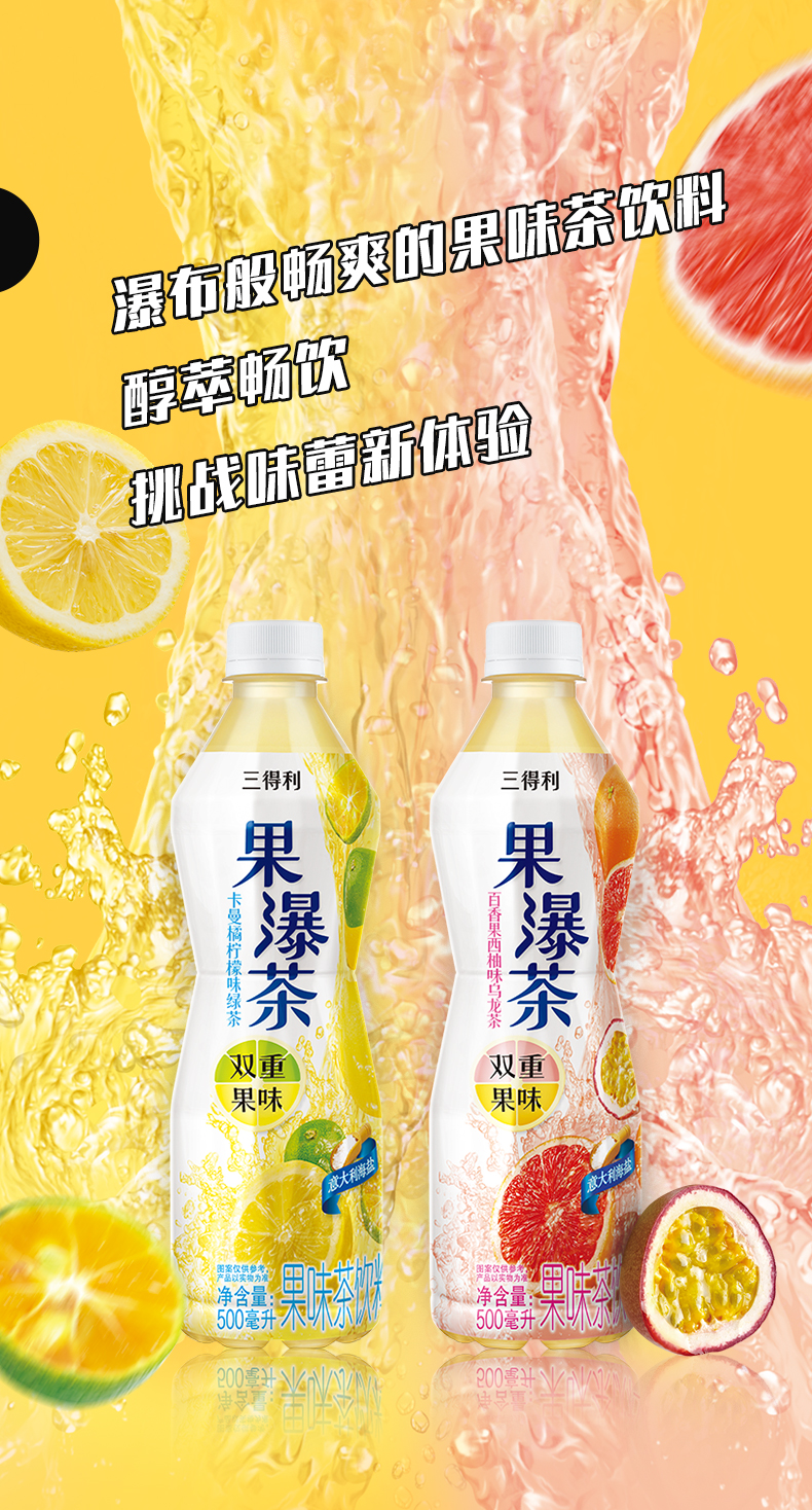 三得利 果瀑茶 双重果味茶饮料 500ml*15瓶 图3