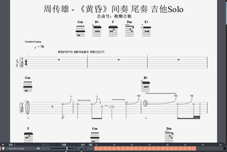 Zhou Chuanxiong - Twilight Interlude Ending Guitar Solo Electronic Accompaniment Score Video