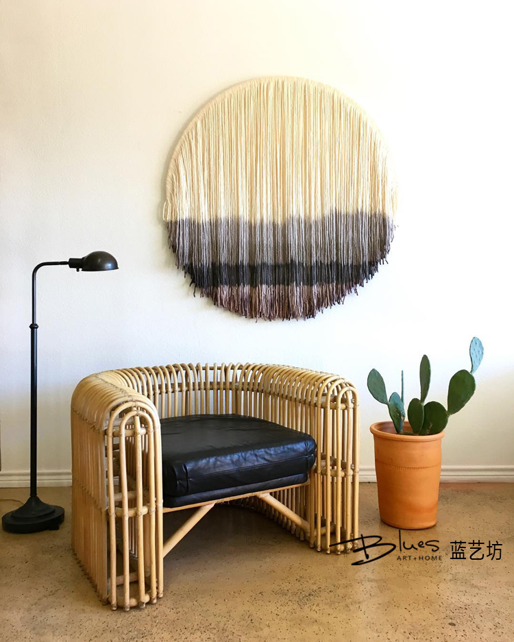 Tấm thảm nghệ thuật màu xanh Quảng trường Tấm thảm treo Canvas Lớn Nhuộm bằng tay Nhuộm tròn Nhiều tùy chỉnh - Tapestry thảm treo tường decor