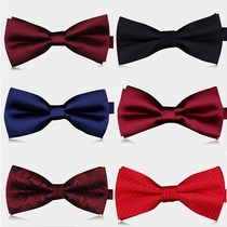 Bow red striped bow tie male married British best man purple suit Korean groom pot peptide tide