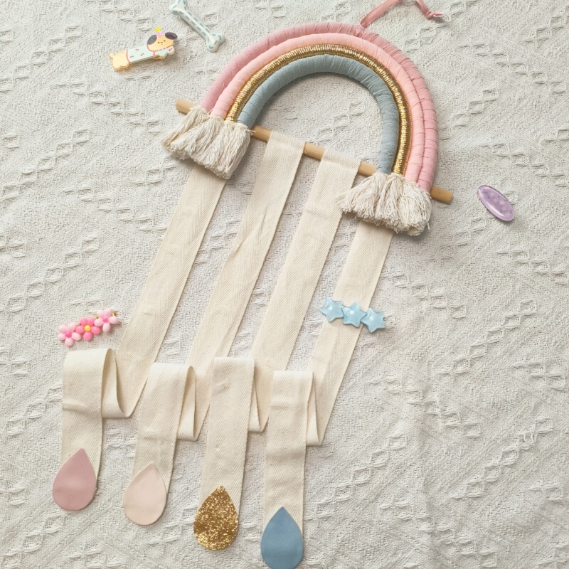 Rainbow-Shaped Fabric Jewelry Display Rack Wall Hanging Tassel Decoration Storage Rack Children's Room Rainbow-Shaped Fabric Jewelry Display Rack Wall Hanging Tassel Decoration Storage Rack Children's Room