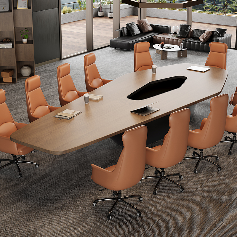 Simple Modern Solid Wood Large Conference Table for 12 People, Light Luxury and High-End Designer Creative Long Table Work Desk