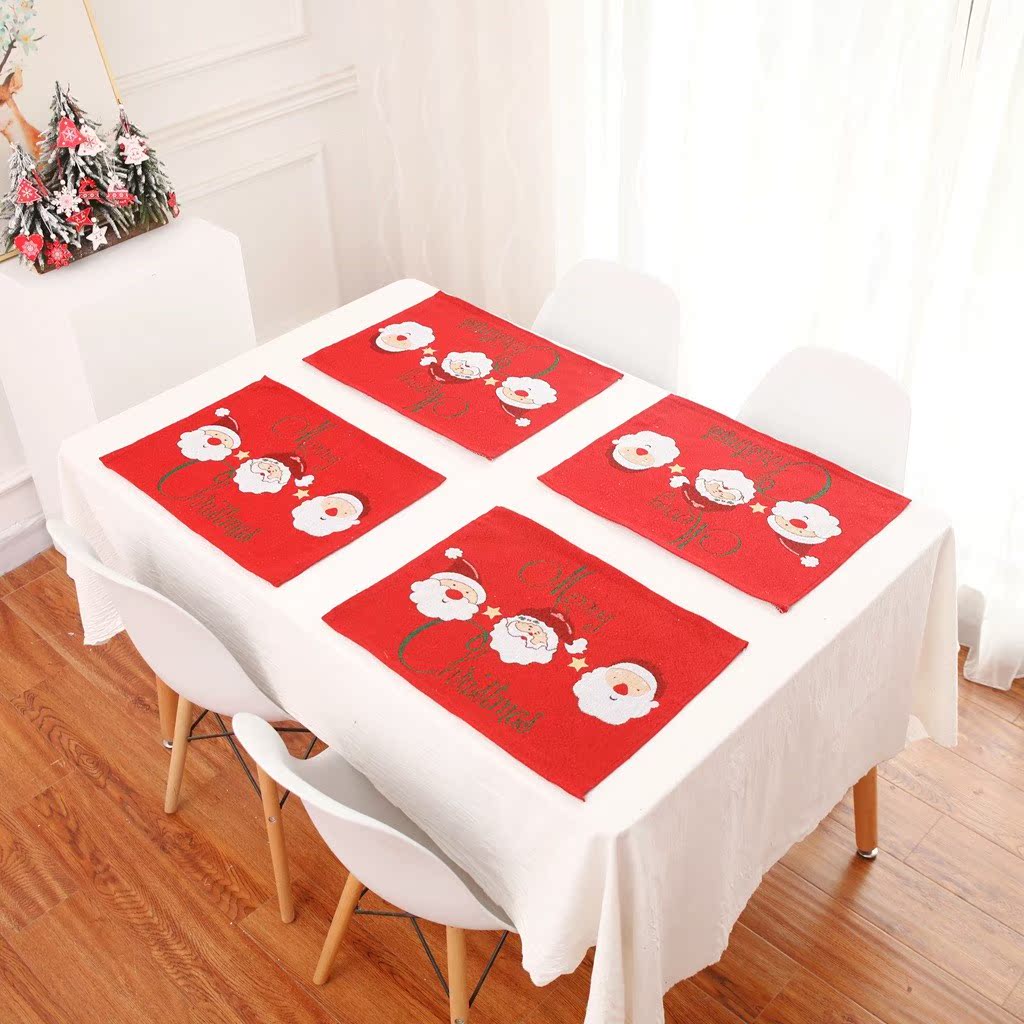 Christmas embroidery placemat decorations Christmas Embroidery Dining Mat Trim