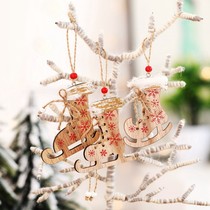 Christmas Printed Boots Hemp Rope Wooden Pendant Christmas printed pendants