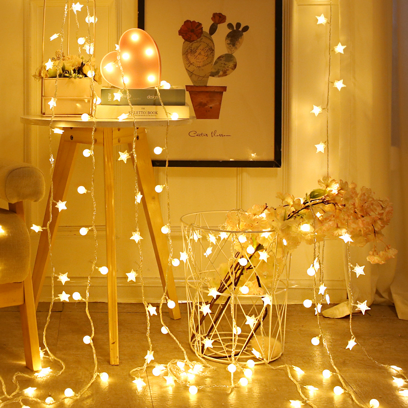 Led small colored lights flashing lights string gypsophila lights room layout girl heart net red bedroom decorative lights star lights