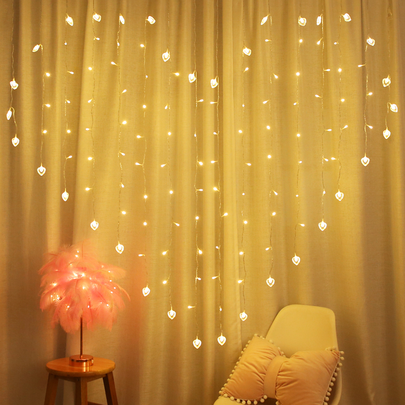 New Year led lights flashing lights string gypsophila love curtain lights Spring Festival layout bedroom decoration lights star lights