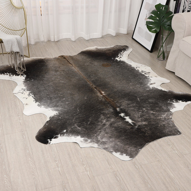 Whole cowhide carpet imported dairy leather Villa living room model room American light luxury bedroom study carpet