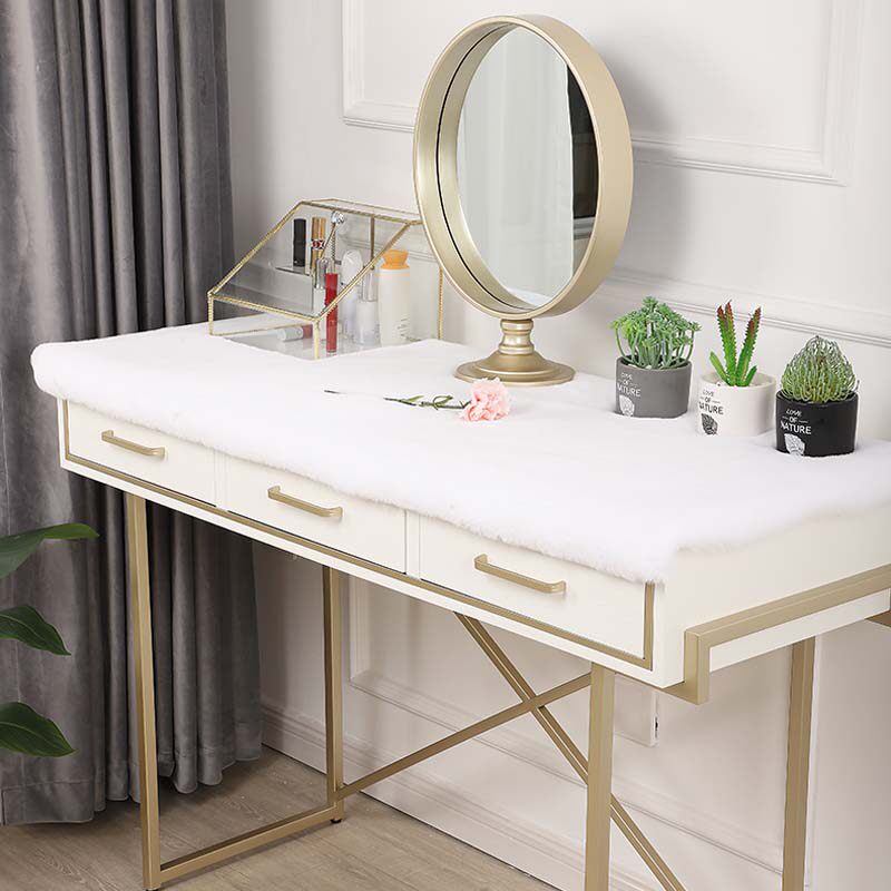 Makeup Bench Table Cloth Cushion Plush Short Hairy Woolen Net Red Princess Wind Imitation Rabbit Fur Bedroom Makeup Desk Tabletop Mat Decoration
