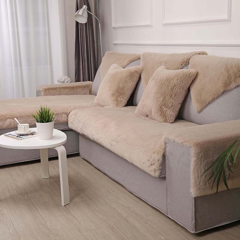 Australian Goat Imitation Rabbit Fur Suede Sofa Cushion Leather Grass Soft Leather Sofa Cushion Cover Noble Princess Custom Thickened Anti Slip