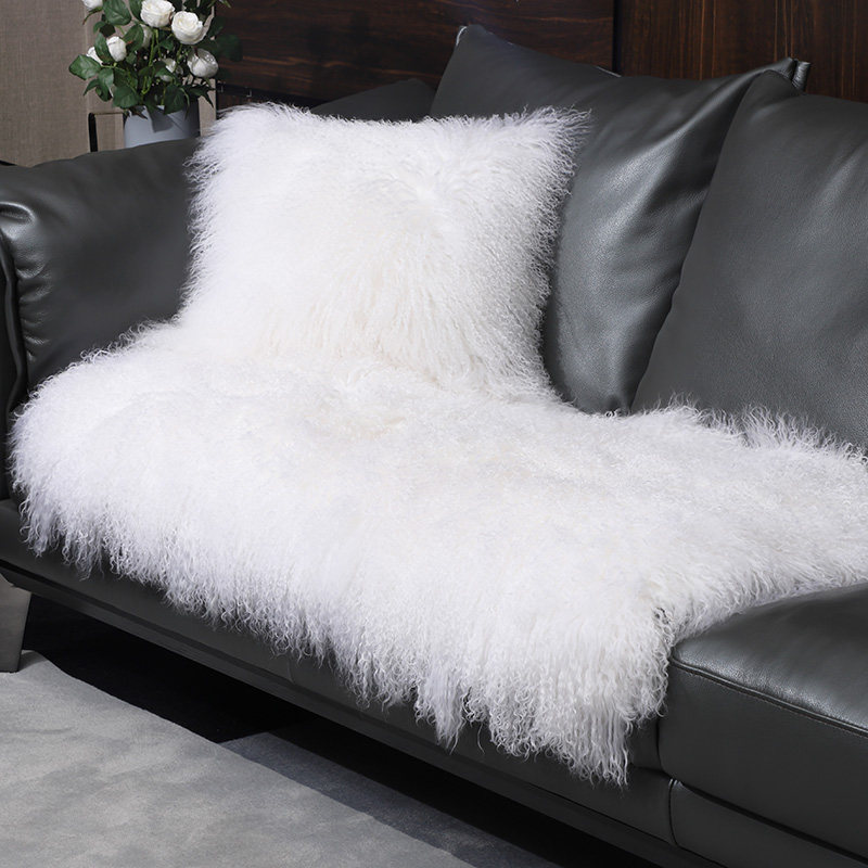 Australian sheep beach wool floating window cushion chair cushion rug fur integrated decoration light lavish genuine leather cushion wool sofa cushion