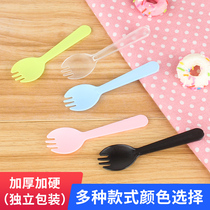 Disposable Plastic Burning Fairy Grass Bean Flower Spoon Takeaway Ice Cream Yogurt Ice Cream Long Handle Spoon Independent Packaging