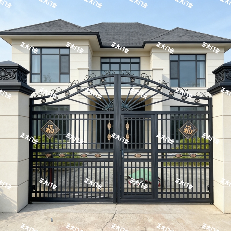 Courtyard Double-Door Stainless Steel Painted Door Aluminum Alloy Wrought Iron Fence Door Double-Door New Model Factory Direct Sale Courtyard Double-Door Stainless Steel Painted Door Aluminum Alloy Wrought Iron Fence Door Double-Door New Model Factory Direct Sale